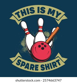 retro bowling graphic for mugs, hats, and t-shirts - perfect for bowling lovers.