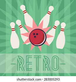 Retro Bowling Strike With Old Fashioned Background