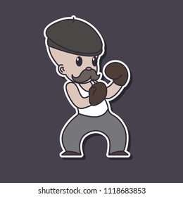 Retro Boxer Comic Character Sticker
