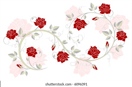 Retro branch rose background