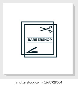 retro brand barbershop logo template design vector, scissor logo vector
