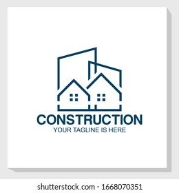retro brand construction logo vector, home city logo template design vector