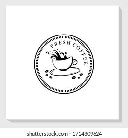 retro brand fresh coffee logo design template, drink concept logo template