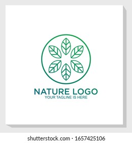 retro brand leaf logo template design vector, nature vintage logo design vector