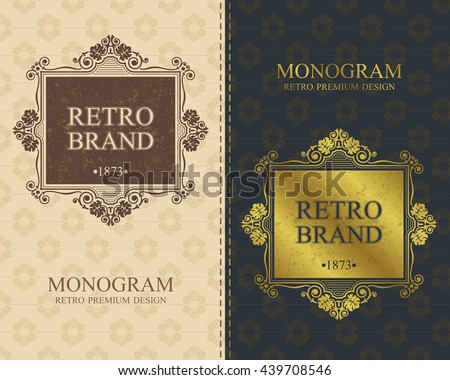 Retro Brand Monogram design elements, Calligraphic graceful template, Elegant line art logo, Business sign for Royalty, Boutique, Cafe, Hotel, Heraldic, Jewelry, Wine