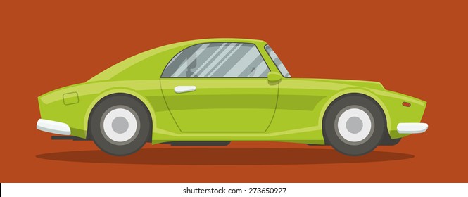 Retro brandless race car side view vector illustration. 