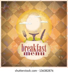 Retro breakfast menu card design template. Eps10.