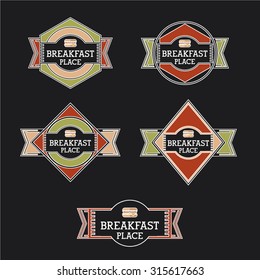 Retro breakfast place labels and badges 