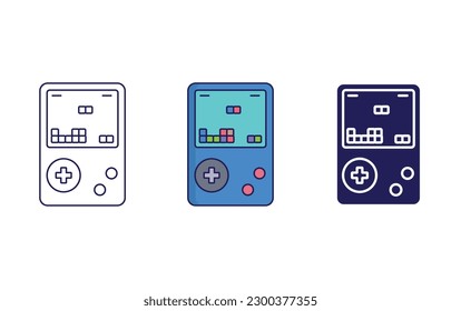 retro brick game gadget line and solid illustration icon