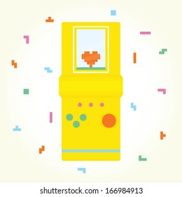 Retro brick game isolated vector postcard