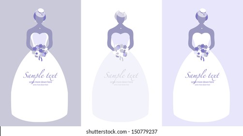 Retro bride in a white gown wedding background