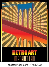 retro bridge vector illustration