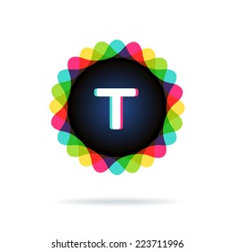 Retro bright colors Logotype, Letter T