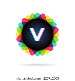Retro bright colors Logotype, Letter V