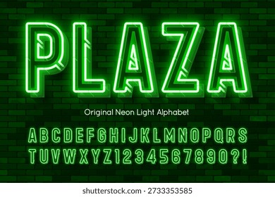 Diseño de alfabeto de luz brillante retro, cabaret, lámparas de Broadway de neón, letras y números. Diseño original