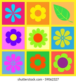 retro brigt flower vector  illustration