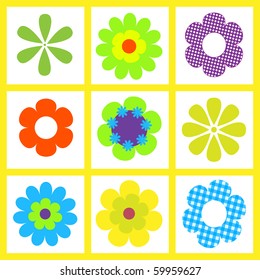 Retro Brigt Flower Vector  Illustration