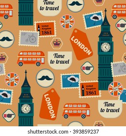 retro British seamless pattern with Big Ben