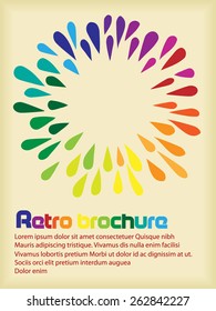 Retro brochure with rainbow drops in circle