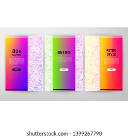 Retro Brochure Web Design. Vector Illustration of Outline Website Banner.