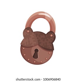 Retro bronze old padlock vector Illustration