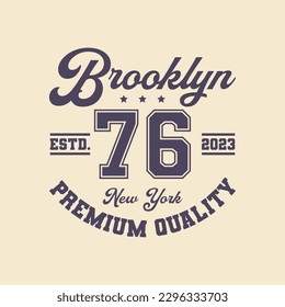 Retro Brooklyn college slogan and logo print for graphic t-shirt or poster - Vector