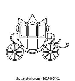 Retro brougham vector icon.Outline, line vector icon retro brougham isolated on white background.