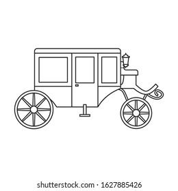 Retro brougham vector icon.Outline, line vector icon retro brougham isolated on white background.