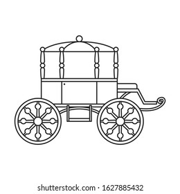Retro brougham vector icon.Outline, line vector icon retro brougham isolated on white background.