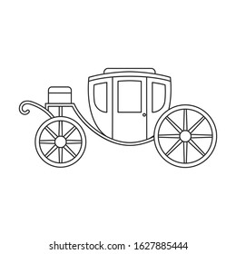 Retro brougham vector icon.Outline, line vector icon retro brougham isolated on white background.