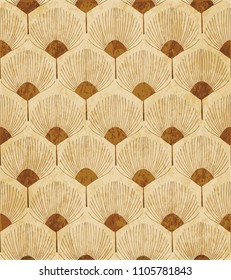Retro brown cork texture grunge seamless background fan shape nature flower