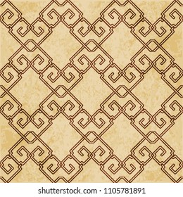 Retro brown cork texture grunge seamless background Check Square Cross Frame Chain Line