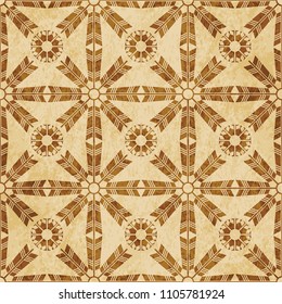 Retro brown cork texture grunge seamless background Arrow Feather Cross Flower