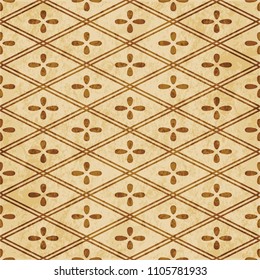 Retro brown cork texture grunge seamless background Check Cross Frame Line Flower