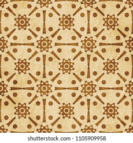 Retro brown cork texture grunge seamless background Round Cross Frame Star Flower