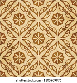 Retro brown cork texture grunge seamless background Curve Spiral Cross Frame Vine flower