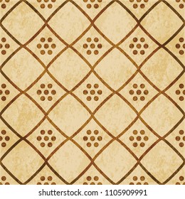Retro brown cork texture grunge seamless background Check Diamond Cross Frame Dot Flower