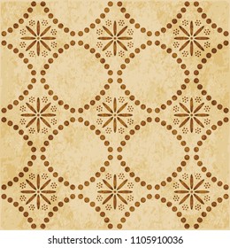 Retro brown cork texture grunge seamless background Round Dot Line Cross Flower