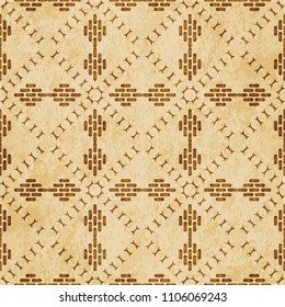 Retro brown cork texture grunge seamless background curve check cross frame geometry