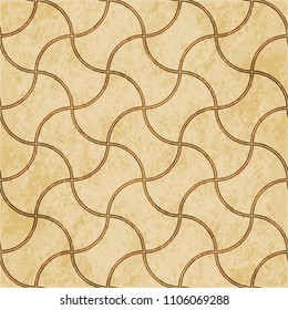 Retro brown cork texture grunge seamless background curve cross geometry frame brick