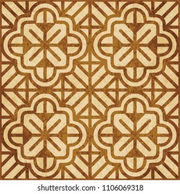 Retro brown cork texture grunge seamless background curve cross geometry frame line flower