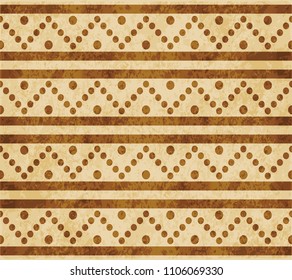 Retro brown cork texture grunge seamless background round triangle dot line