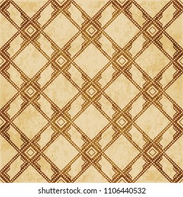 Retro brown cork texture grunge seamless background square check cross frame geometry line