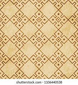 Retro brown cork texture grunge seamless background square check cross frame geometry