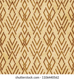 Retro brown cork texture grunge seamless background check diamond cross geometry frame