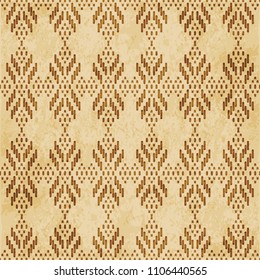 Retro brown cork texture grunge seamless background cross stitch line geometry check