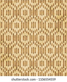 Retro brown cork texture grunge seamless background polygon geometry stitch cross frame line