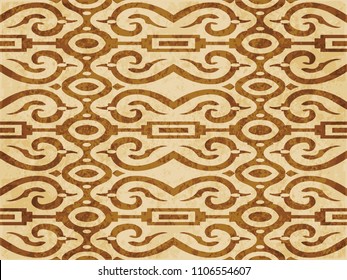 Retro brown cork texture grunge seamless background spiral curve cross geometry frame