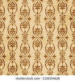 Retro brown cork texture grunge seamless background oval curve cross frame flower