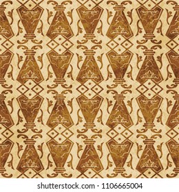 Retro brown cork texture grunge seamless background polygon check cross frame curve leaf